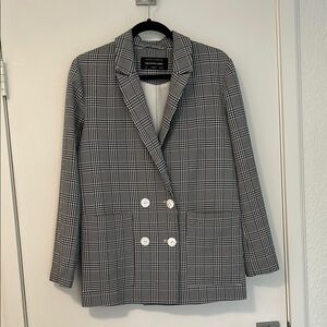 Black and White Plaid Women's Blazer